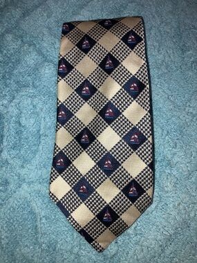 Classic Navy and Cream Checkerboard Sailboat Men's Tie